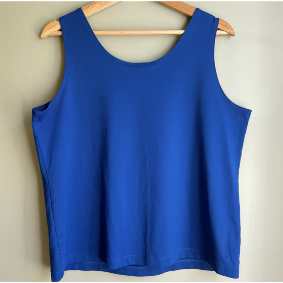 CHICOS Microfiber Tank Top Size 3 (XL 16) Blue Scoop Neck/Back Stretchy Layering - Picture 3 of 4